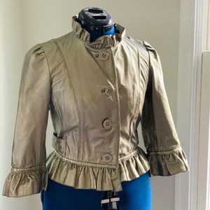 GUESS Metallic Ginuine Leather Cropped Jacket